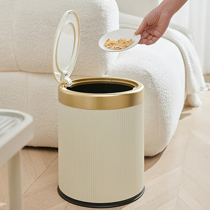 Elegant Oval Trash Can | Press-Top Waste Bin with Dual Inner Compartments-Orizon Depot