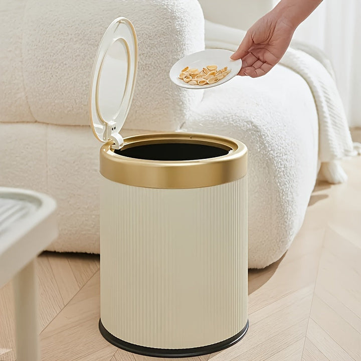 Elegant Oval Trash Can | Press-Top Waste Bin with Dual Inner Compartments-Orizon Depot