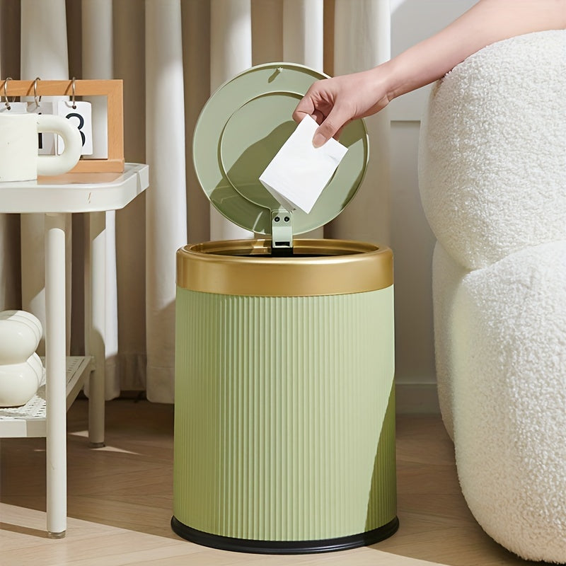 Elegant Oval Trash Can | Press-Top Waste Bin with Dual Inner Compartments-Orizon Depot