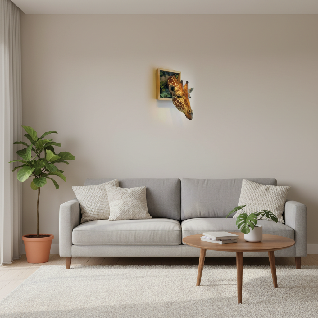 3D Giraffe Head Wall Decoration - Lifesize Home Decor Sculpture-Orizon Depot