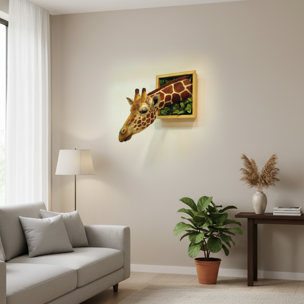 3D Giraffe Head Wall Decoration - Lifesize Sculpture for Home Decor-Orizon Depot