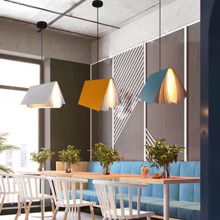 Flying Book 1-Light Metal PVC Book Shade Pendant Lamp-Orizon Depot