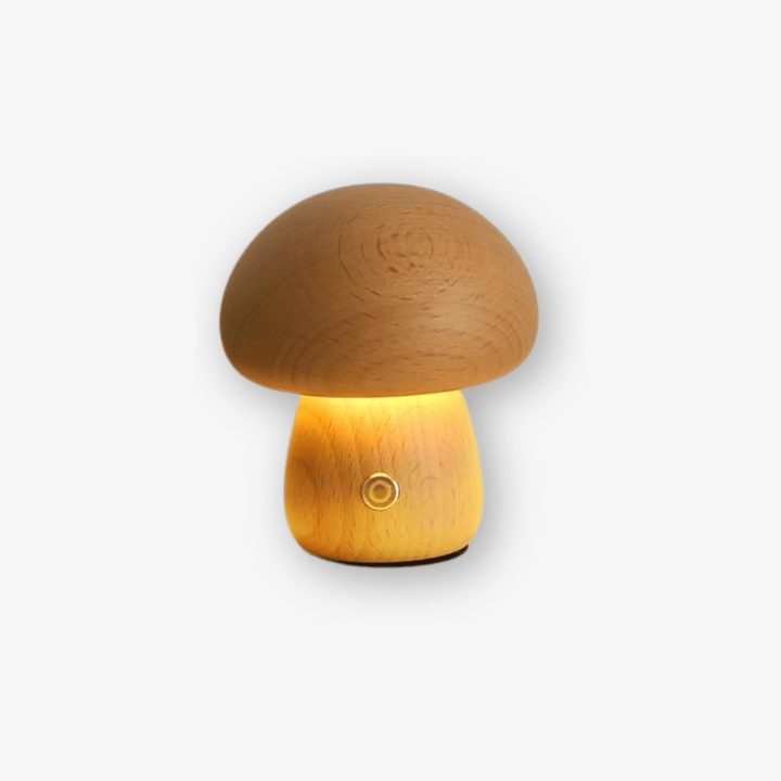Natural Wood Rechargeable Night Light | Portobello Mushroom Design