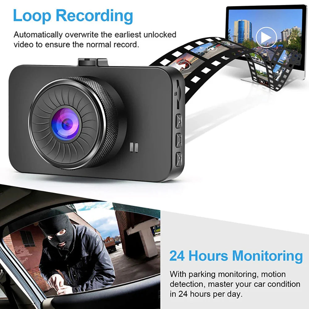 Full HD 1080P Dash Cam with Night Vision and GPS Logger-Orizon Depot