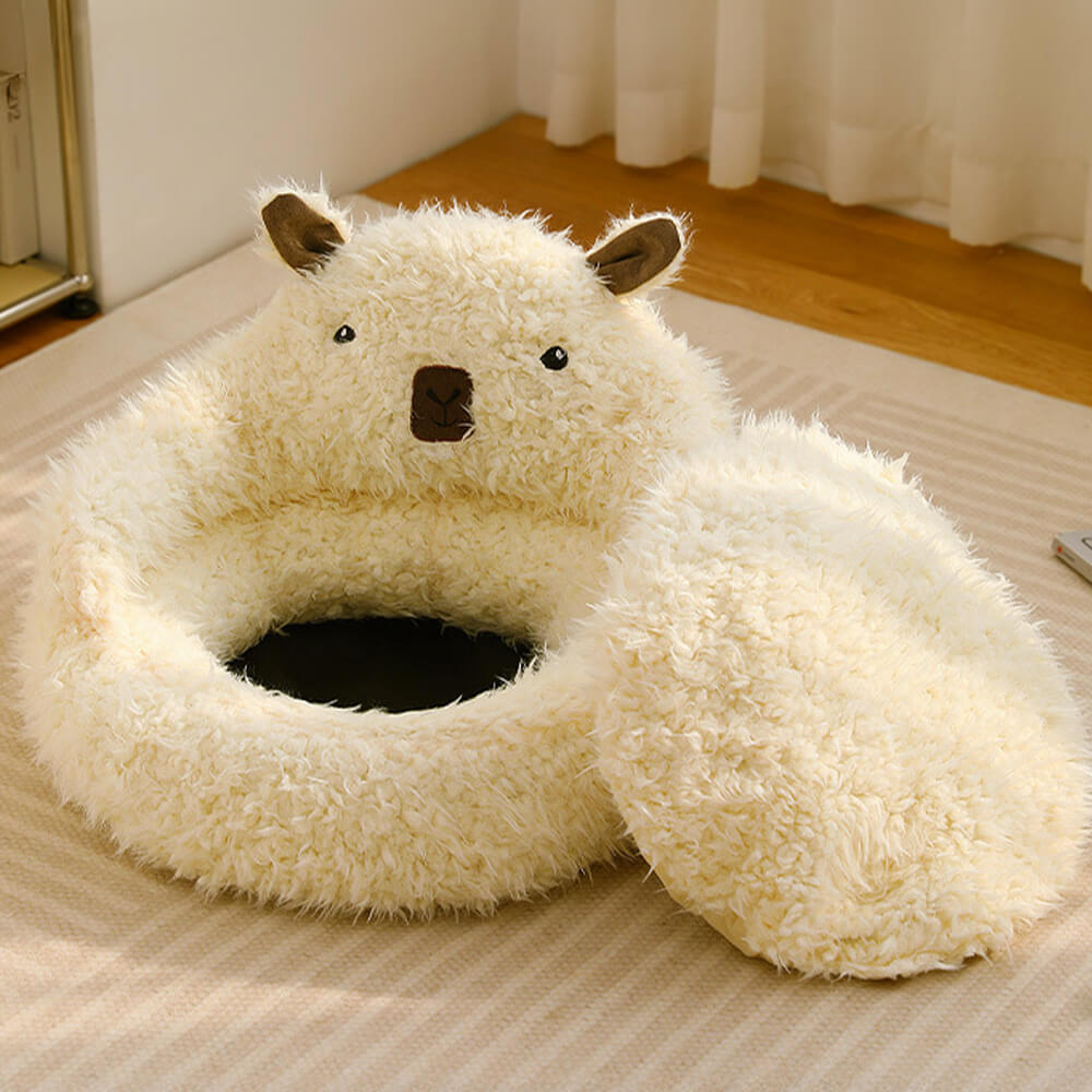 Alpaca-Shaped Fluffy Warm Detachable Dog and Cat Bed-Orizon Depot
