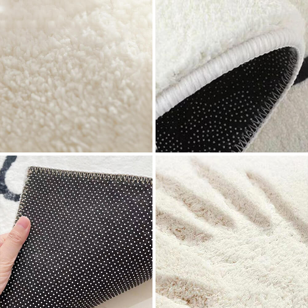 Cozy Faux Cashmere Checkered Nightstand Rug in Irregular Shape-Orizon Depot