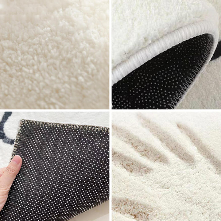 Cozy Faux Cashmere Checkered Nightstand Rug in Irregular Shape-Orizon Depot