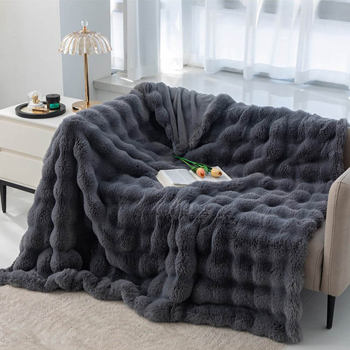 Premium Double Layer Thick Faux Rabbit Fur Blanket-Orizon Depot