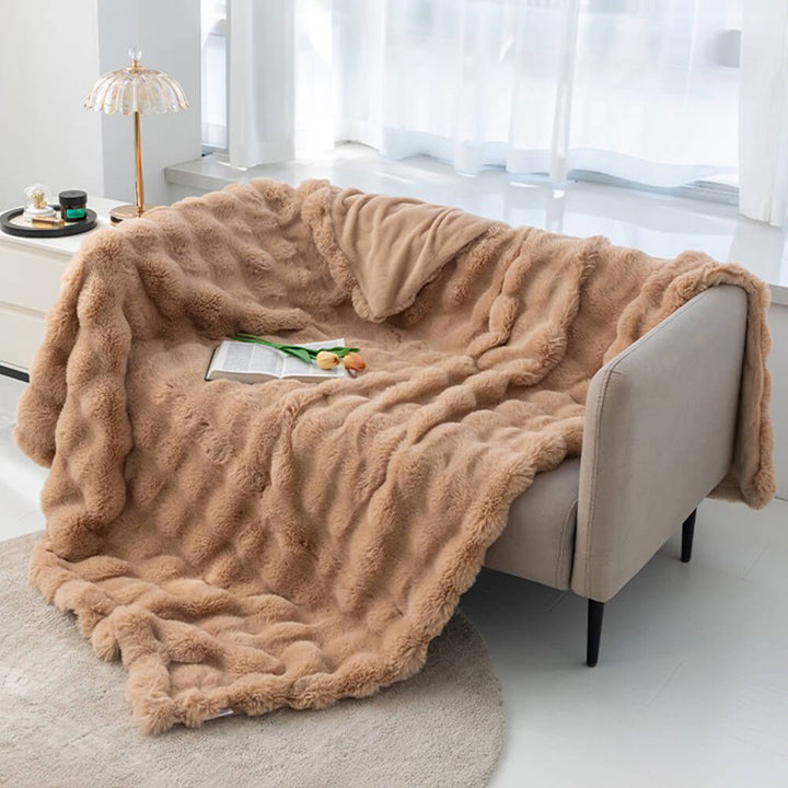 Premium Double Layer Thick Faux Rabbit Fur Blanket-Orizon Depot