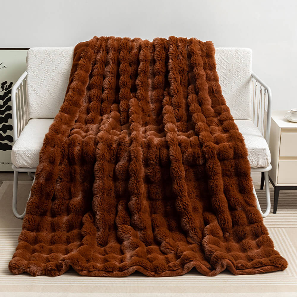 Premium Double Layer Thick Faux Rabbit Fur Blanket-Orizon Depot