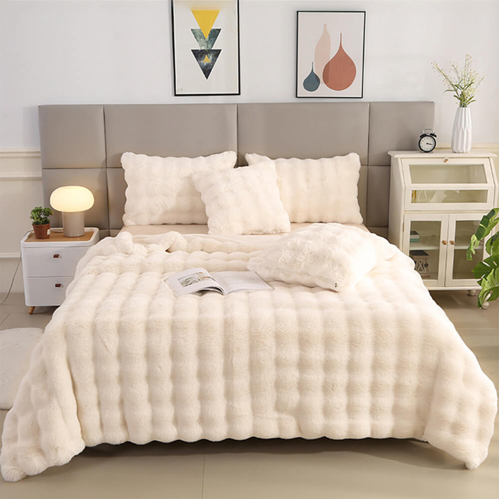 Premium Double Layer Thick Faux Rabbit Fur Blanket-Orizon Depot