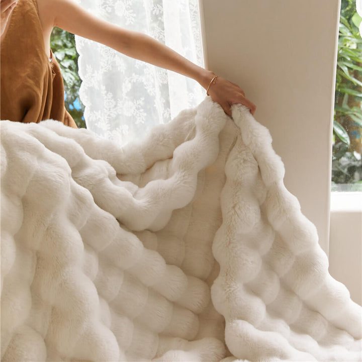 Premium Double Layer Thick Faux Rabbit Fur Blanket-Orizon Depot