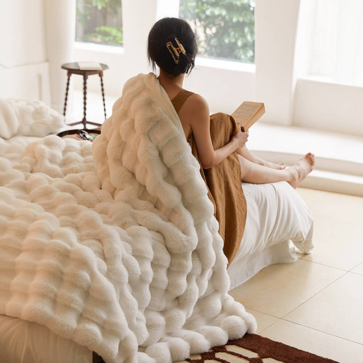 Premium Double Layer Thick Faux Rabbit Fur Blanket-Orizon Depot