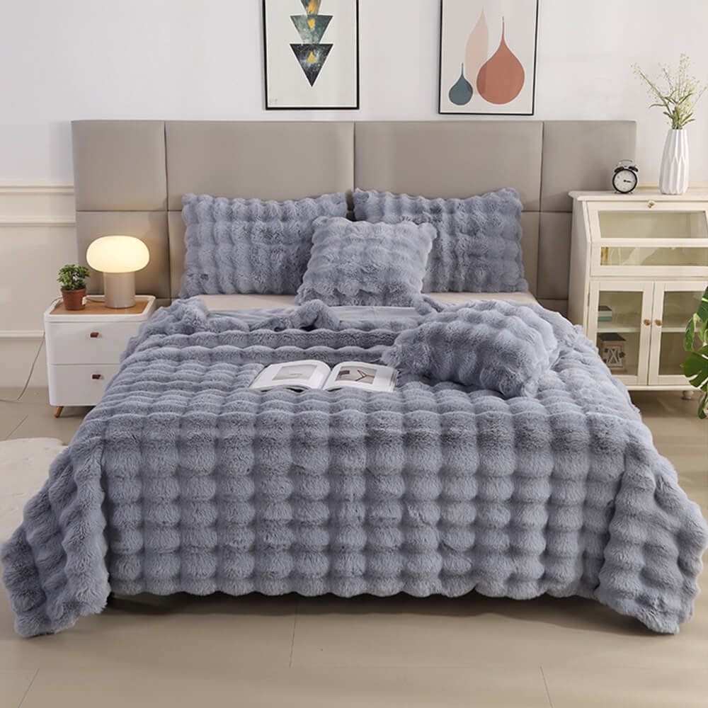 Premium Double Layer Thick Faux Rabbit Fur Blanket-Orizon Depot