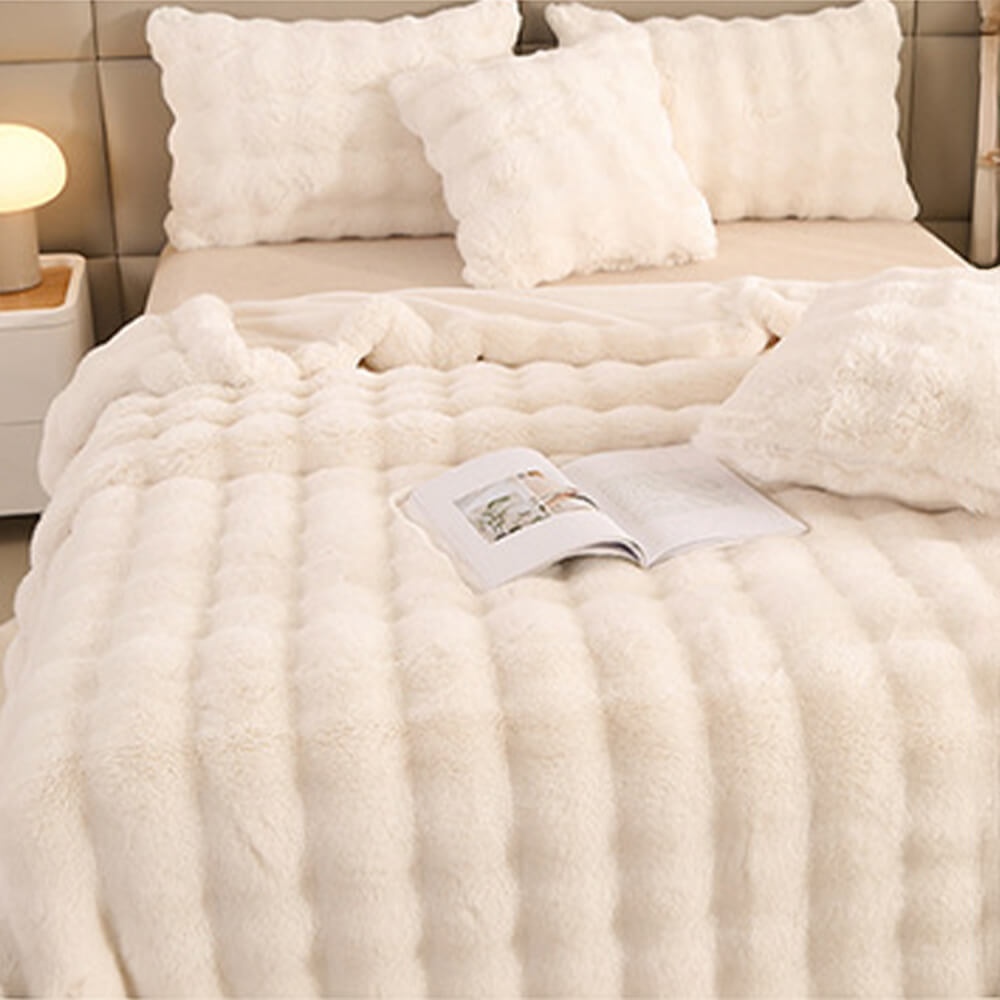 Premium Double Layer Thick Faux Rabbit Fur Blanket-Orizon Depot