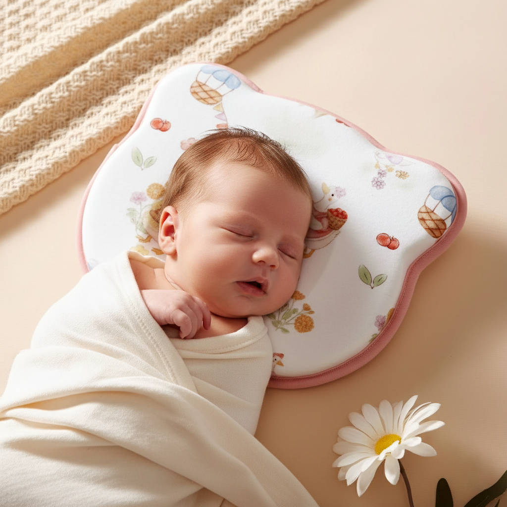 Infant Pillow for Flat Head Prevention - Sweat-Absorbent Design
