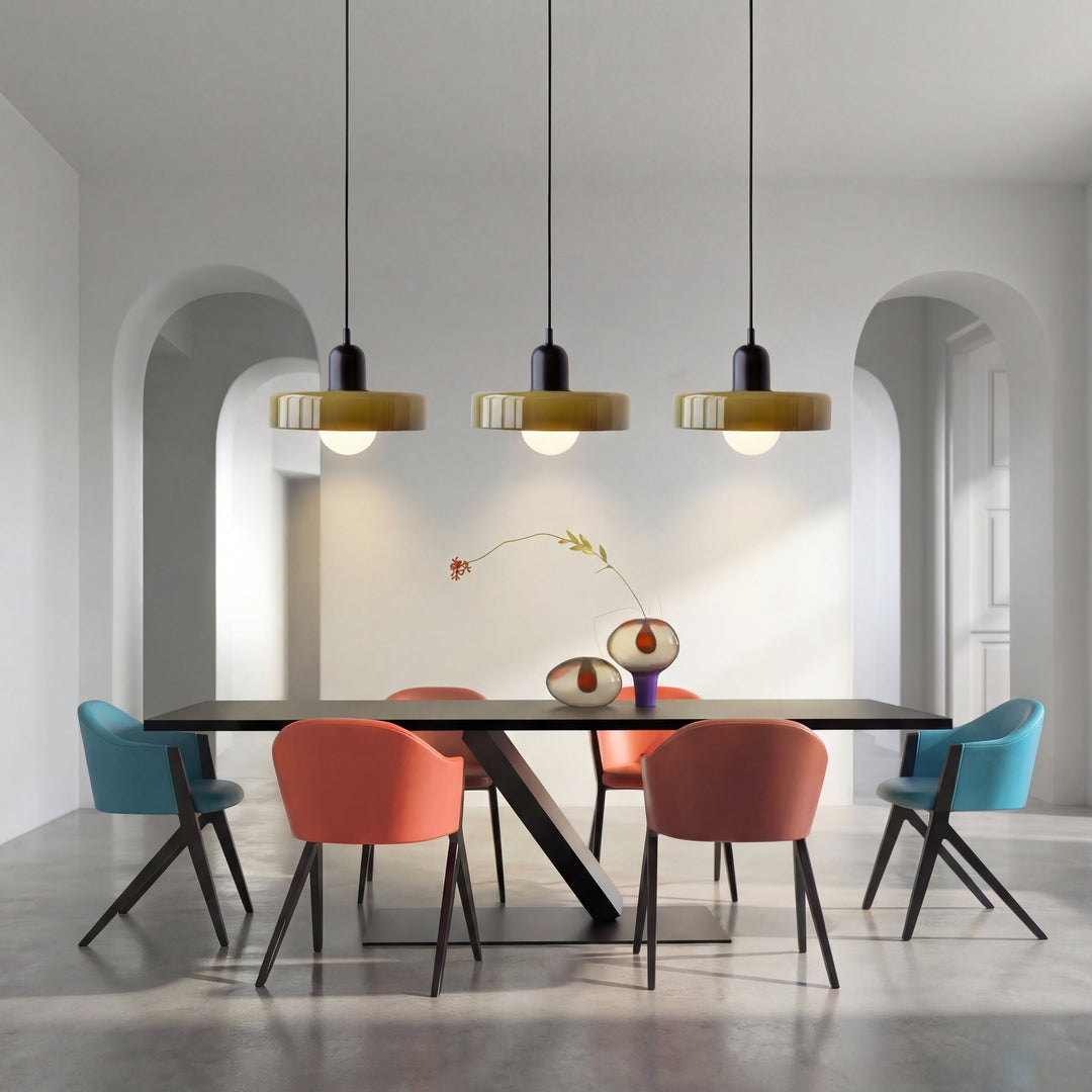 3-Head Colored Glass Hanging Lamp Stylish Bauhaus Ceiling Fixture-Orizon Depot