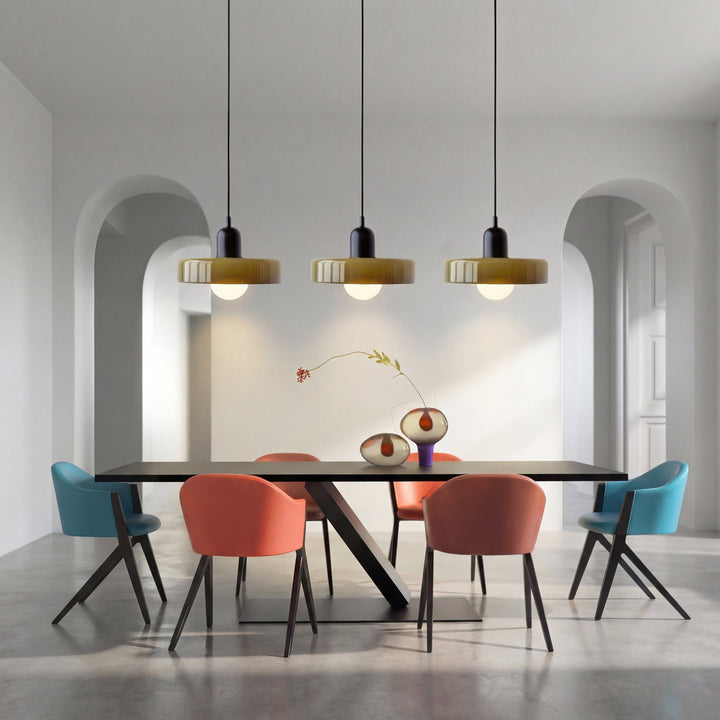 3-Head Colored Glass Hanging Lamp Stylish Bauhaus Ceiling Fixture-Orizon Depot