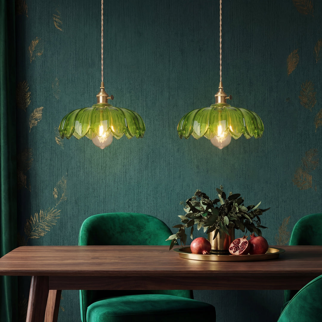 Elegant Floral Glass Hanging Lamp-Orizon Depot