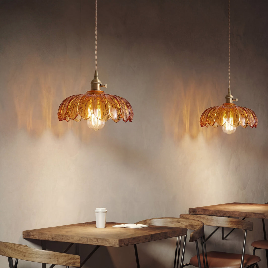 Elegant Floral Glass Hanging Lamp-Orizon Depot