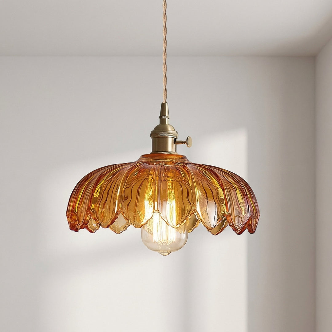 Elegant Floral Glass Hanging Lamp-Orizon Depot