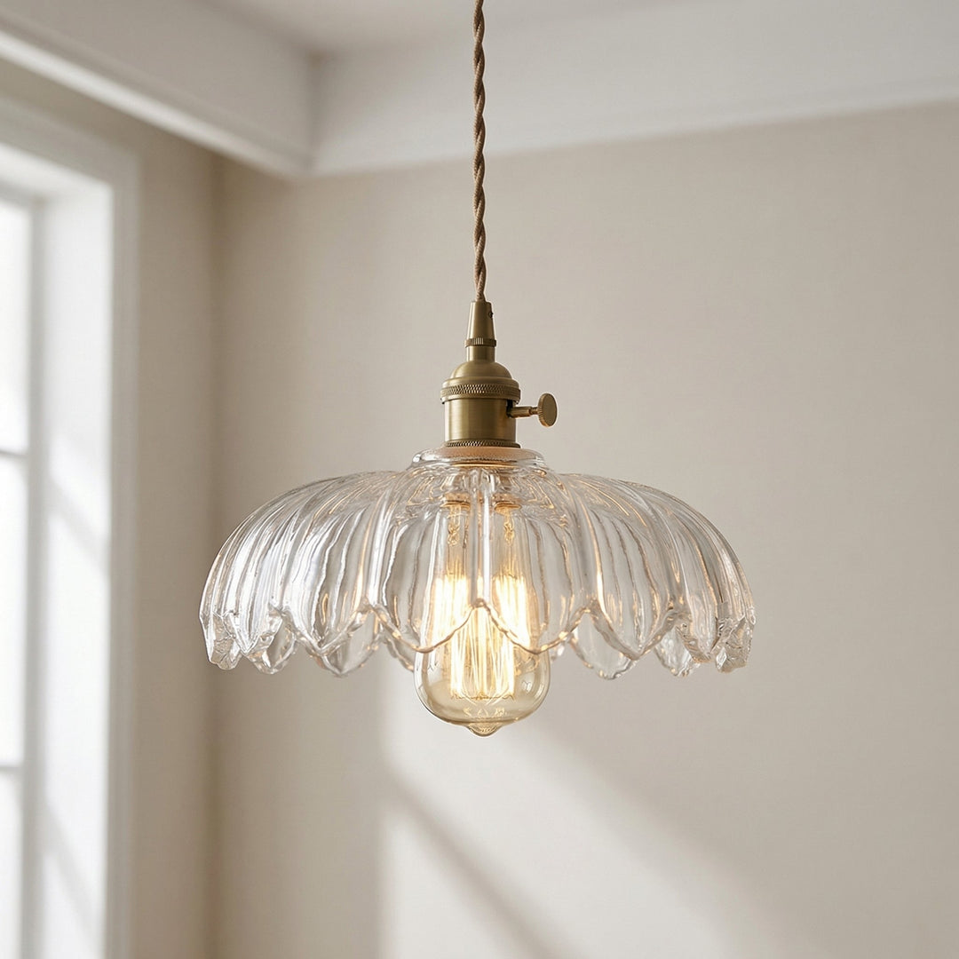Elegant Floral Glass Hanging Lamp-Orizon Depot