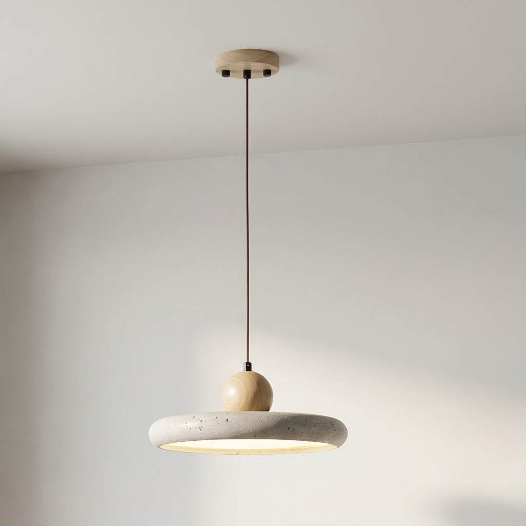 Modern Wooden Travertine Pendant Light-Orizon Depot