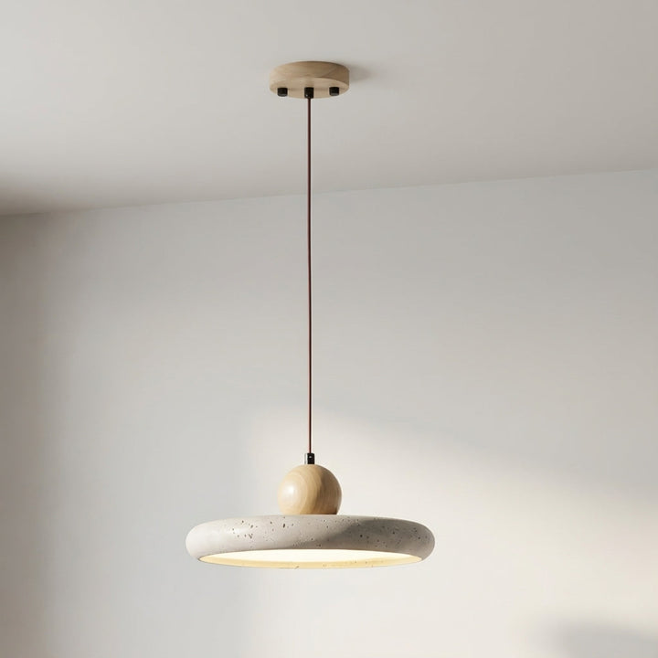 Modern Wooden Travertine Pendant Light-Orizon Depot