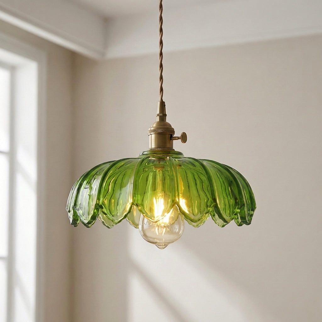 Elegant Floral Glass Hanging Lamp-Orizon Depot
