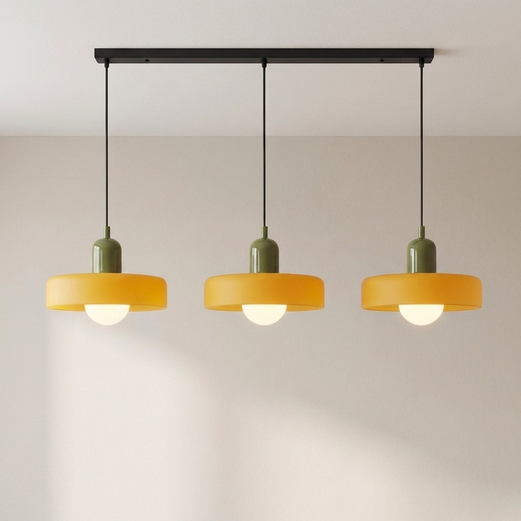 3-Head Colored Glass Hanging Lamp Stylish Bauhaus Ceiling Fixture-Orizon Depot