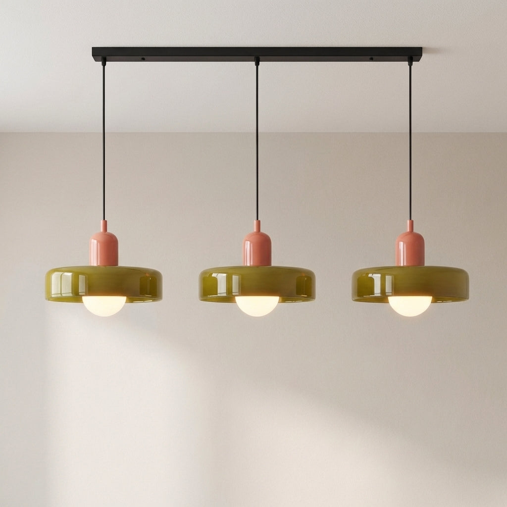 3-Head Colored Glass Hanging Lamp Stylish Bauhaus Ceiling Fixture-Orizon Depot