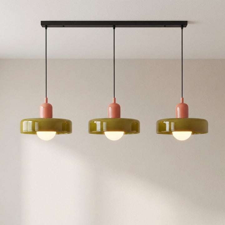 3-Head Colored Glass Hanging Lamp Stylish Bauhaus Ceiling Fixture-Orizon Depot