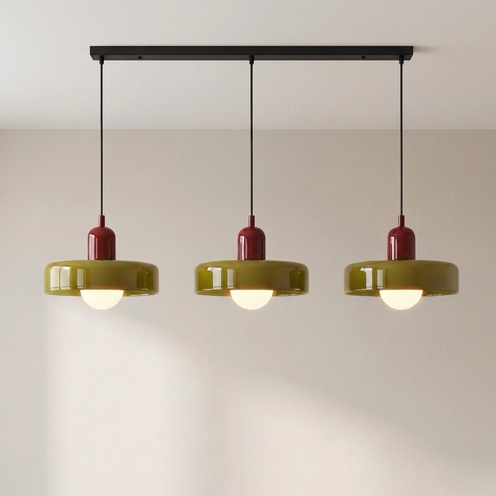 3-Head Colored Glass Hanging Lamp Stylish Bauhaus Ceiling Fixture-Orizon Depot