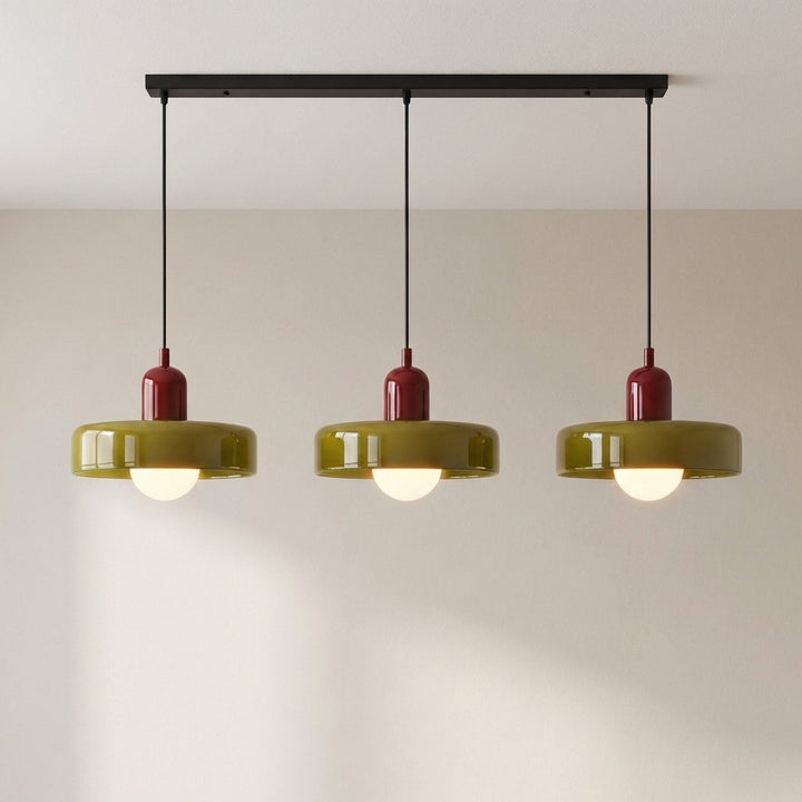 3-Head Colored Glass Hanging Lamp Stylish Bauhaus Ceiling Fixture-Orizon Depot