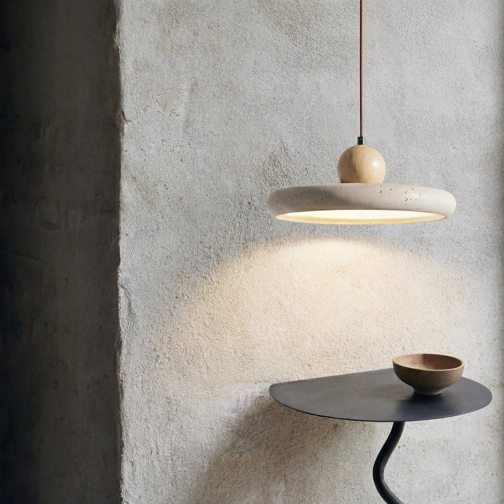 Modern Wooden Travertine Pendant Light-Orizon Depot