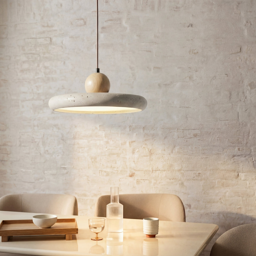Modern Wooden Travertine Pendant Light-Orizon Depot