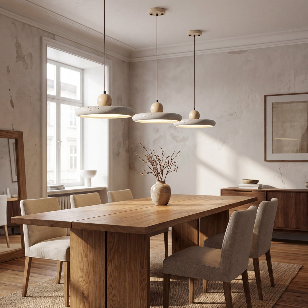 Modern Wooden Travertine Pendant Light-Orizon Depot