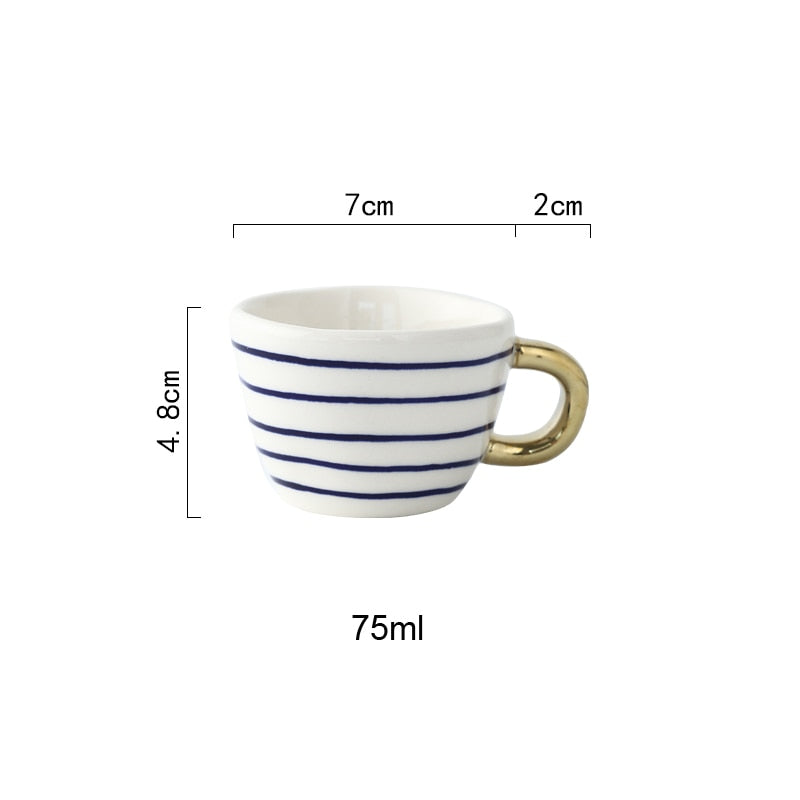 Geometric Pattern Cup with Gold Handle - Stylish Drinkware-Orizon Depot