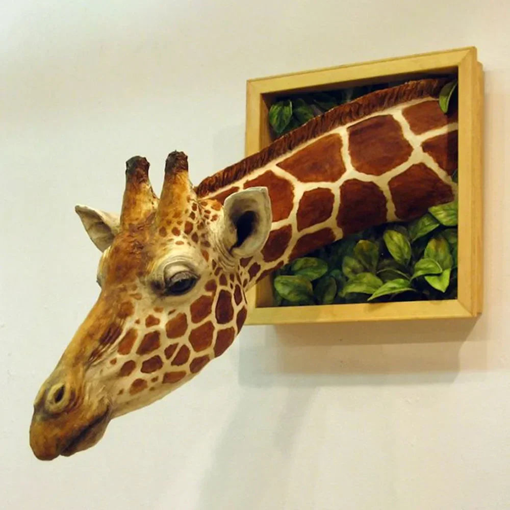 3D Giraffe Head Wall Decoration - Lifesize Home Decor Sculpture-Orizon Depot