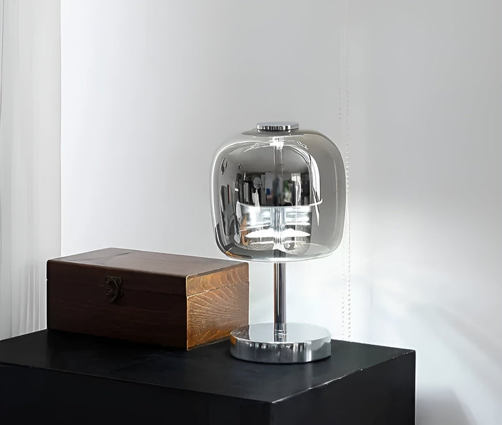 Smoky Grey USB-Powered Dimmable LED Glass Table Lamp for Bedroom & Desk-Orizon Depot