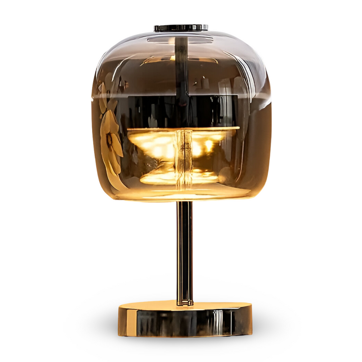 Smoky Grey USB-Powered Dimmable LED Glass Table Lamp for Bedroom & Desk-Orizon Depot