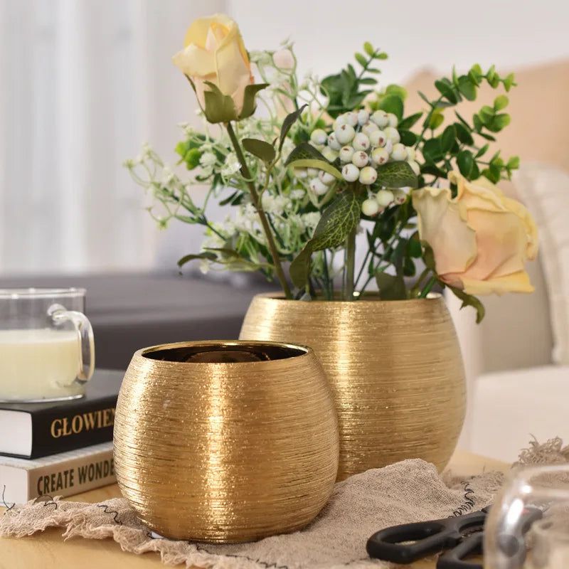 Gold-Coated Flower Pot for Elegant Home Decor-Orizon Depot