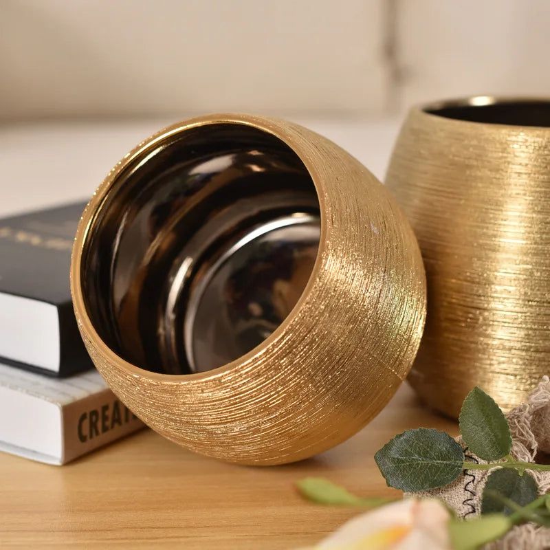 Gold-Coated Flower Pot for Elegant Home Decor-Orizon Depot