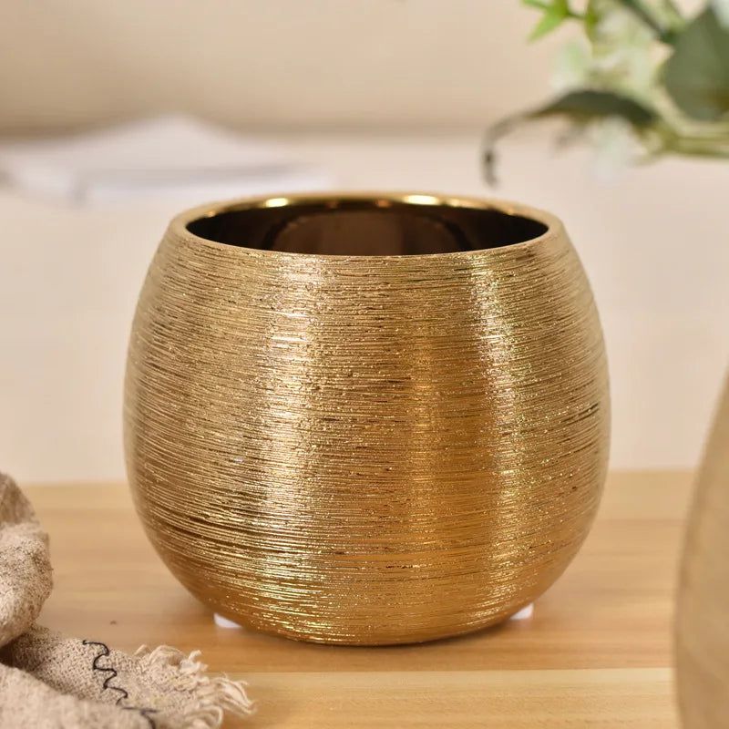 Gold-Coated Flower Pot for Elegant Home Decor-Orizon Depot