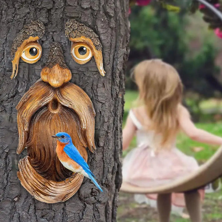 Old Man Tree Face Sculpture - WiseWood Garden Decor-Orizon Depot