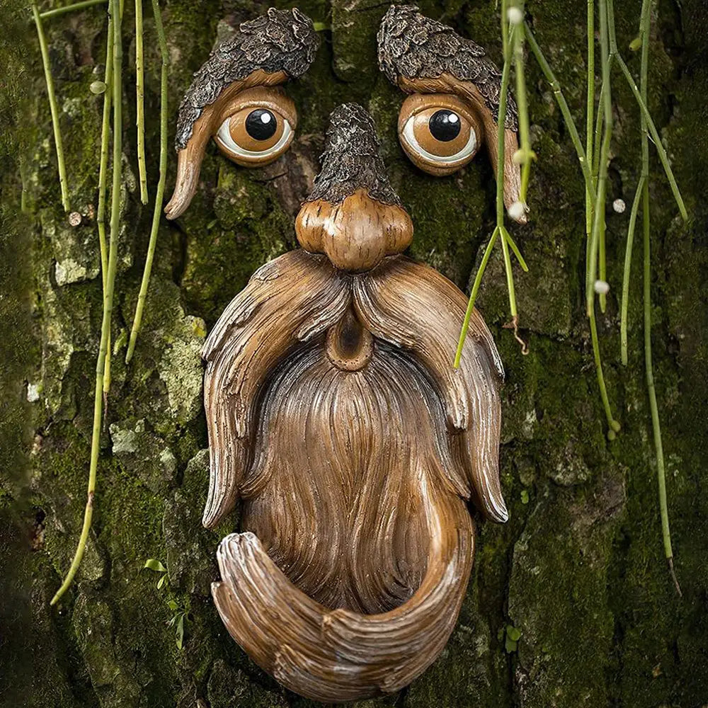 Old Man Tree Face Sculpture - WiseWood Garden Decor-Orizon Depot