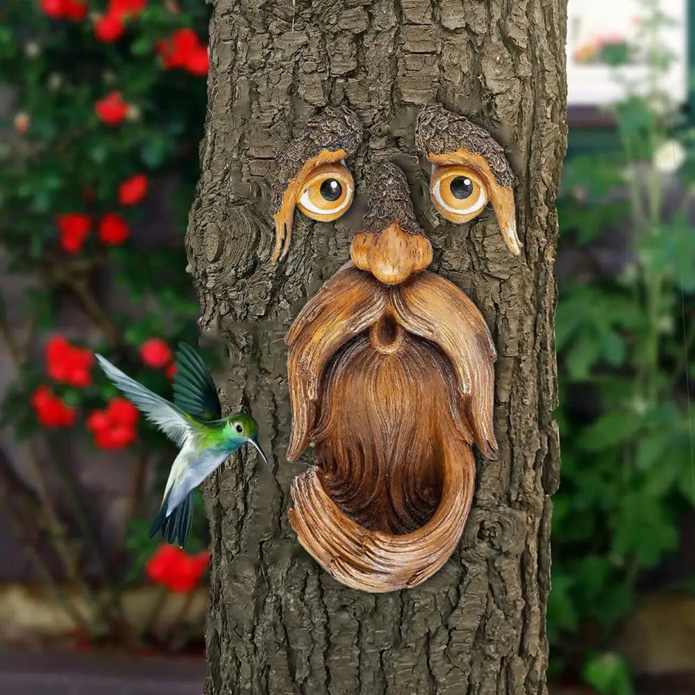 Old Man Tree Face Sculpture - WiseWood Garden Decor-Orizon Depot