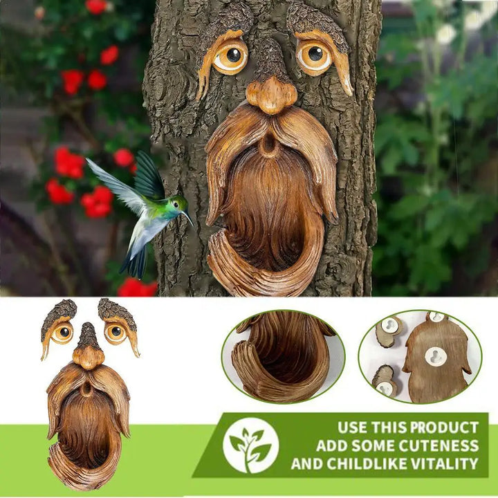 Old Man Tree Face Sculpture - WiseWood Garden Decor-Orizon Depot