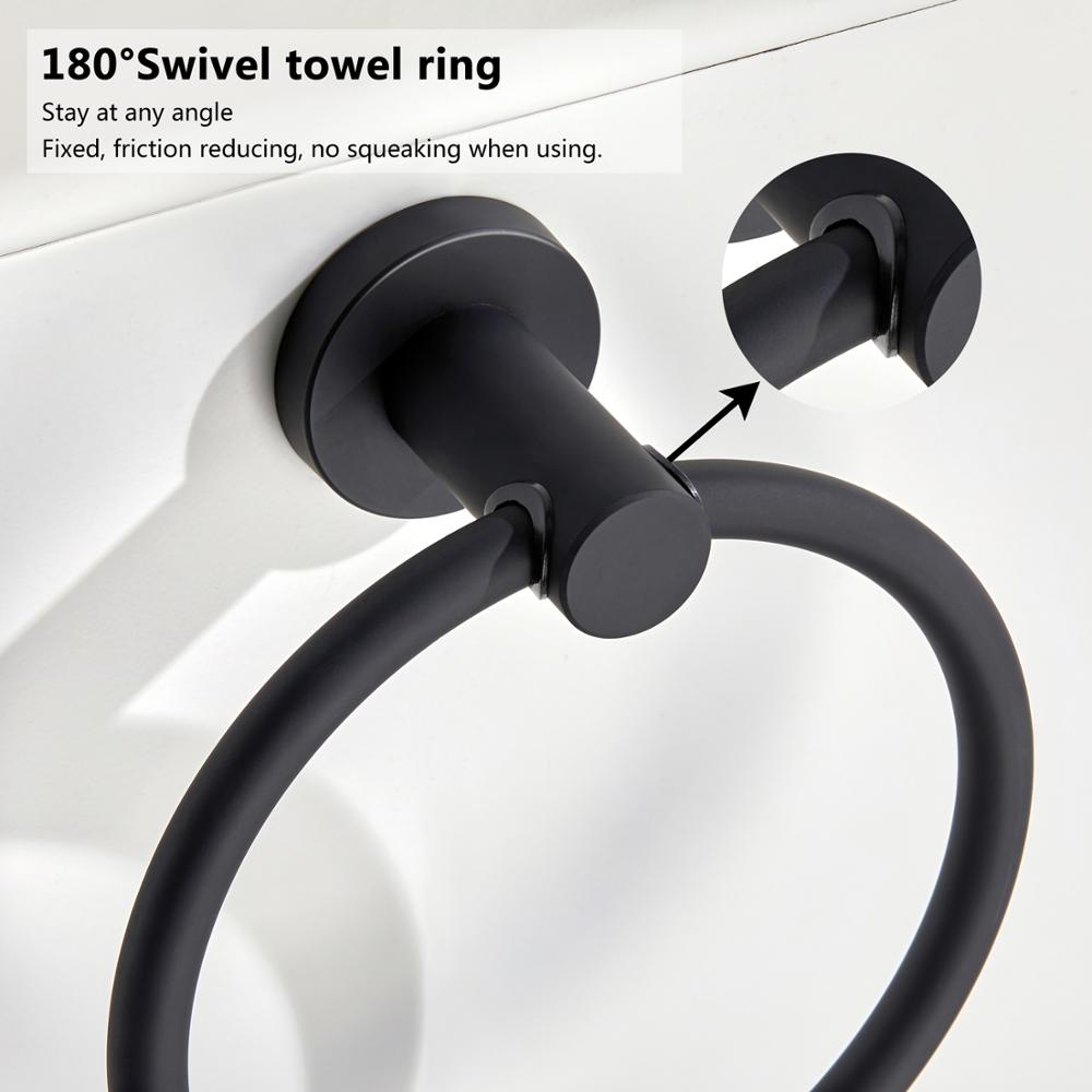 Chrome Towel Ring in 304 Stainless Steel - Round Black Bathroom Accessory-Orizon Depot