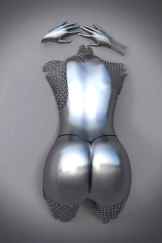 Abstract Metal Figure Statues Couples Wall Art Love Sculpture Print-Orizon Depot